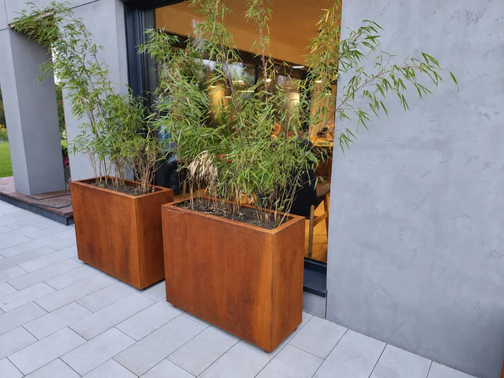 Donice przy elewacji — widok boczny